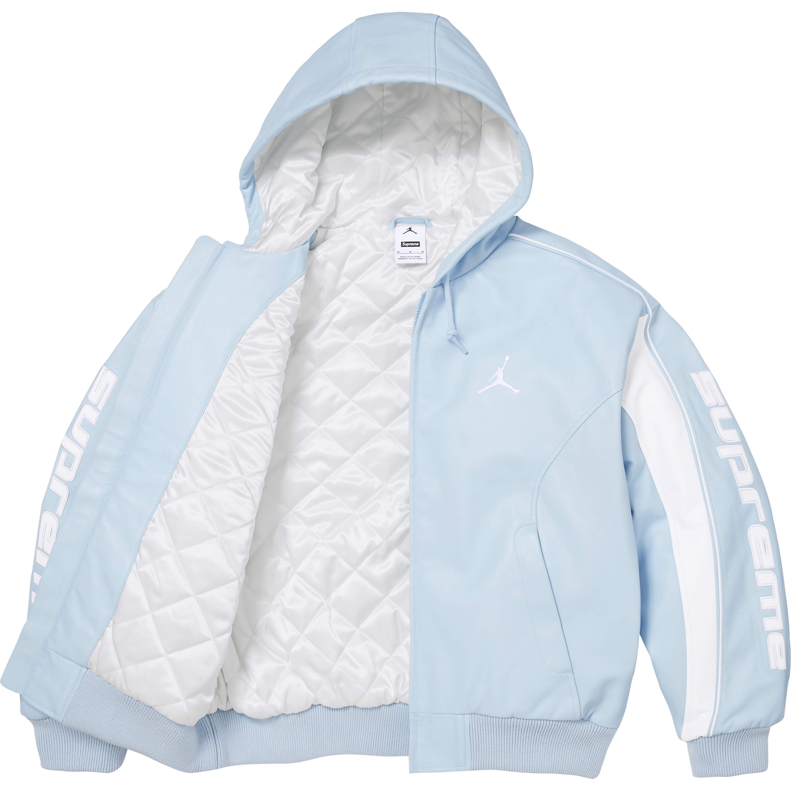 Supreme®/Jordan® Hooded Leather Jacket view 19